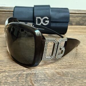 D&G. Dolce & Gabbana DG 405-B Black Sunglasses with Crystals